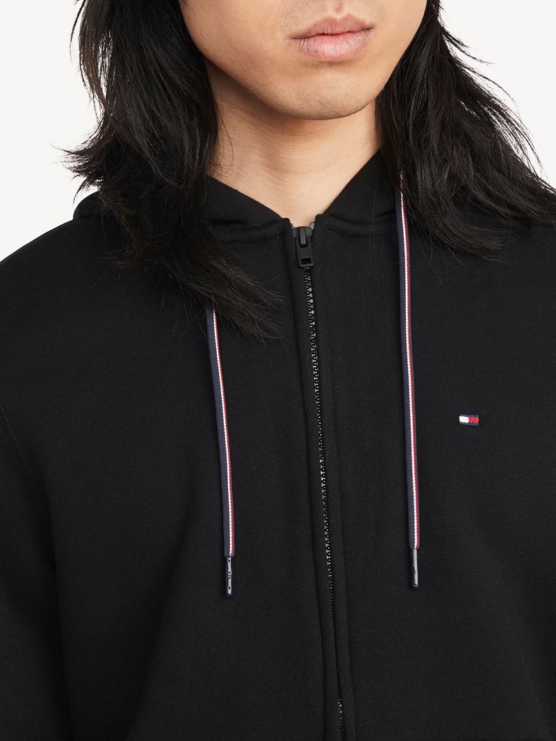 Férfi Tommy Hilfiger Essential zip Hoodies Fekete | HU 1228UZG